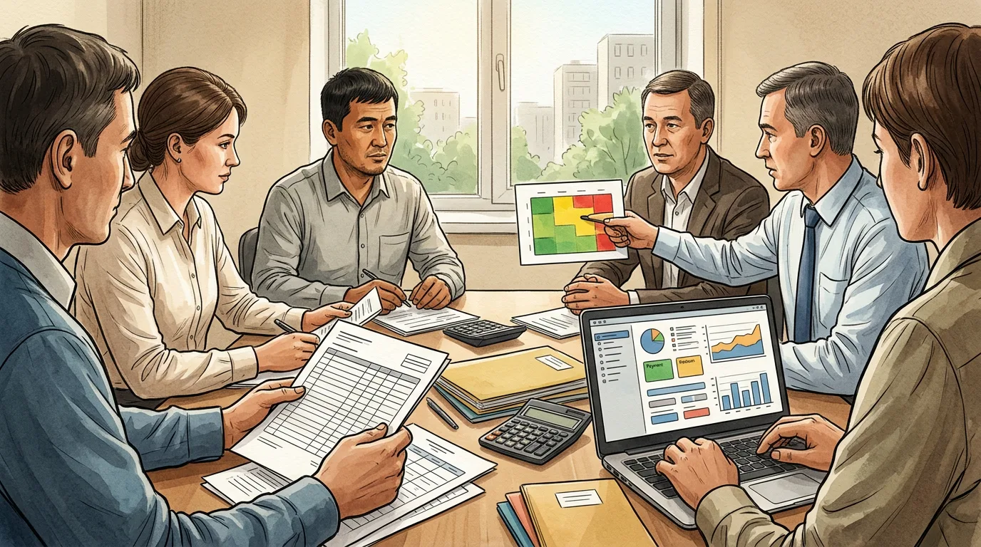 Иностранный работник и кадровик проверяют документы по заработной плате